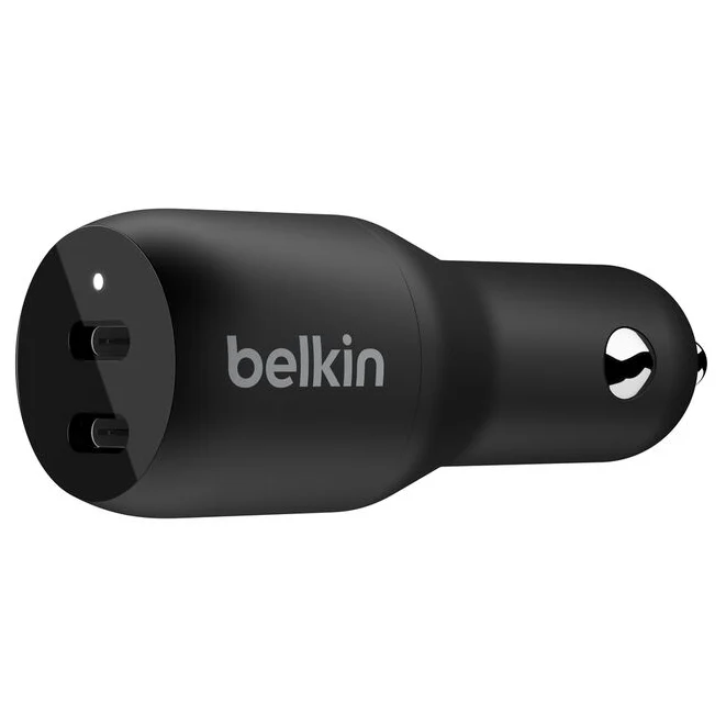 Belkin BoostCharge Dual USB-C Car Charger 36W | Dual USB-C | 36W | Black