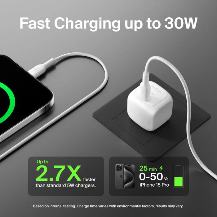 Cargador de Pared Belkin BoostCharge | 30W | Incluye Cable USB-C - Image 3