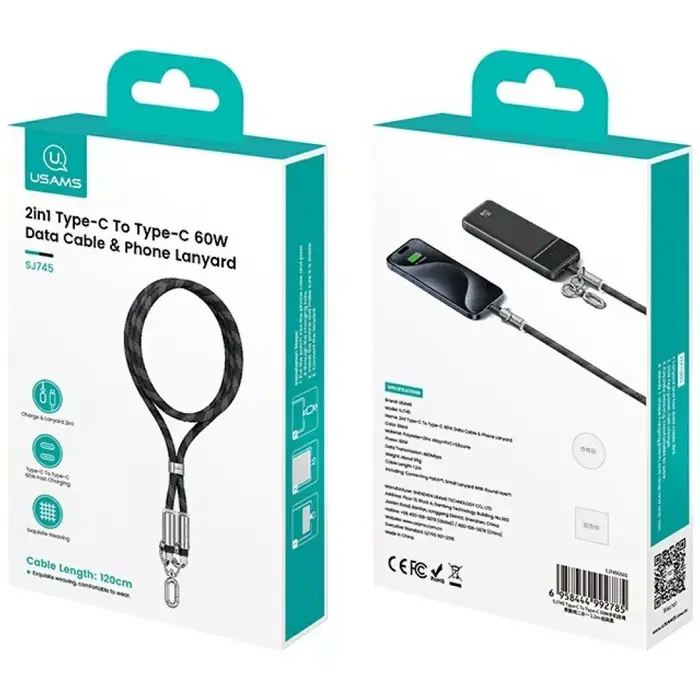 Lanyard 2 en 1 USAMS | USB-C | 1.2M - Image 5