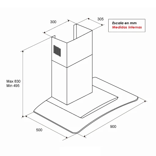 Extractor Drija Prisma Touch 90 | 36" | Tipo Chimenea - Image 3