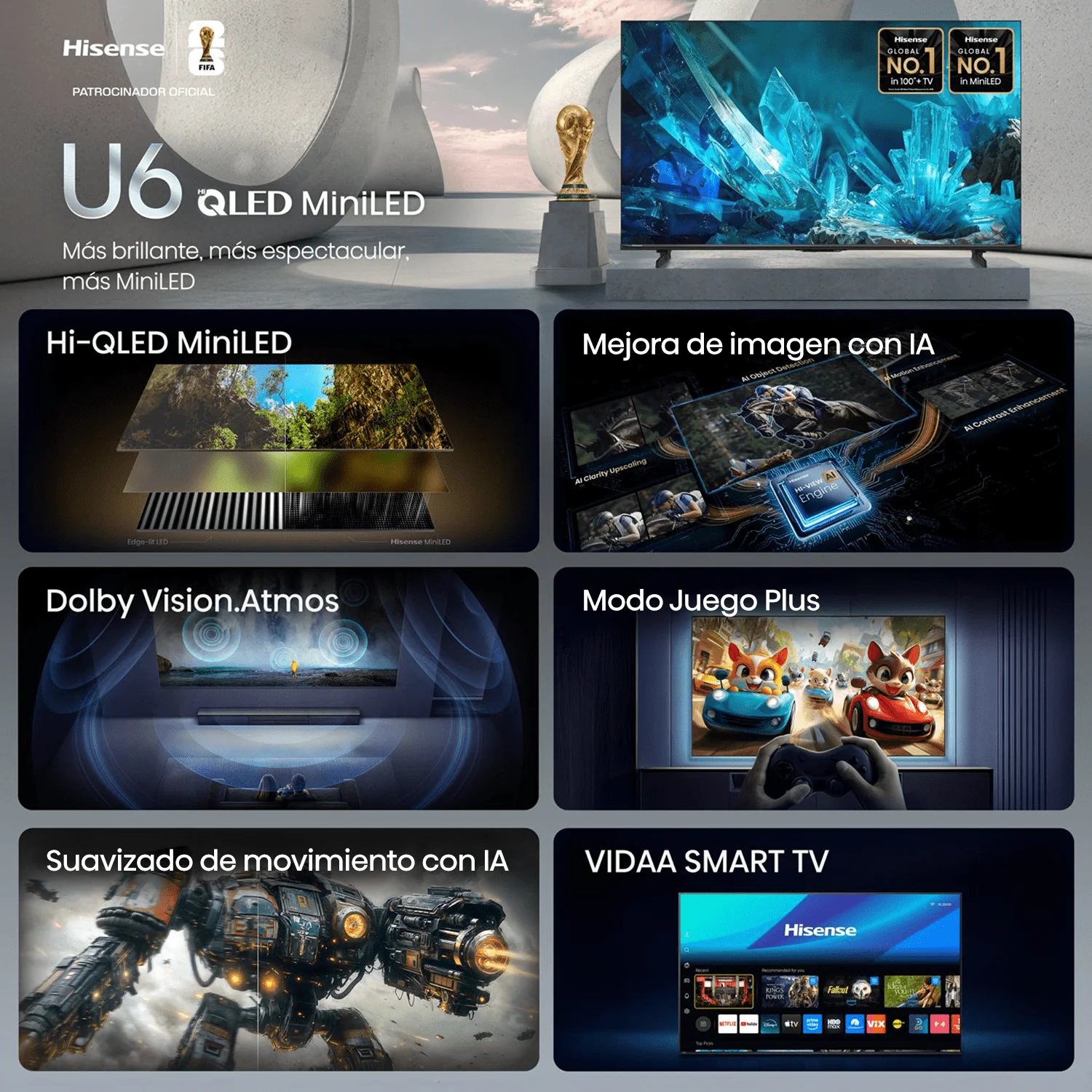 Televisor Hisense 65U6ESV | VIDAA | 65" | 4K | HDMI | USB | Wi-Fi | Bluetooth - Image 4