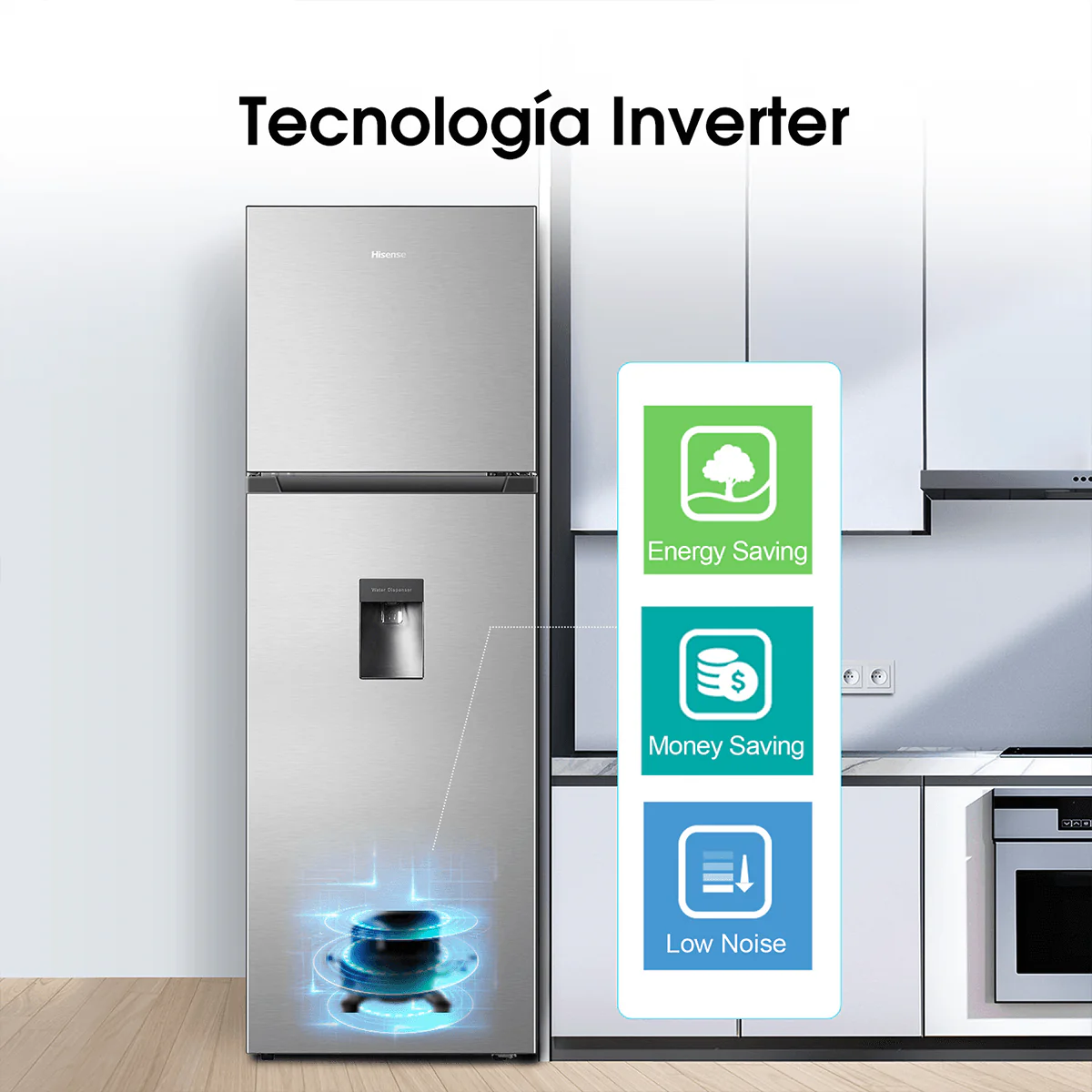 Refrigeradora Hisense RT1N250NMD | 8.8 pies cúbicos | Inverter | Top Mount | Dispensador de Agua - Image 4