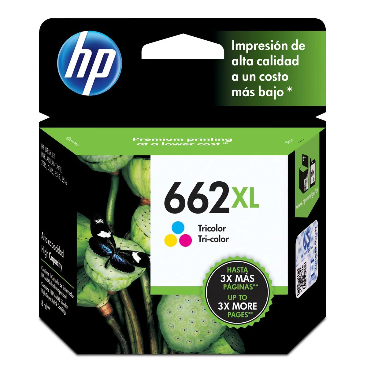 Tinta HP 662XL | Tricolor | Cartucho