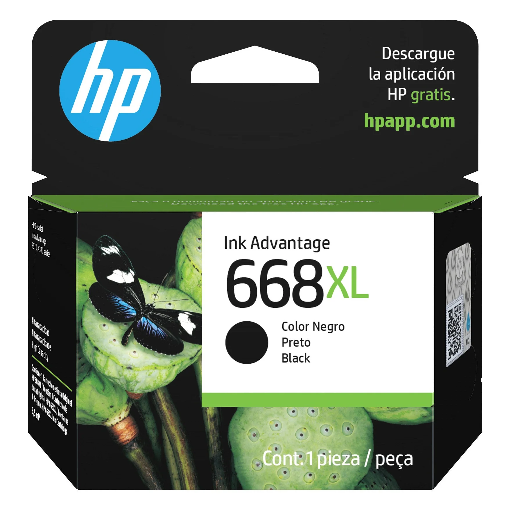 Tinta HP 668XL Negro 7FP39VL | Alto Rendimiento