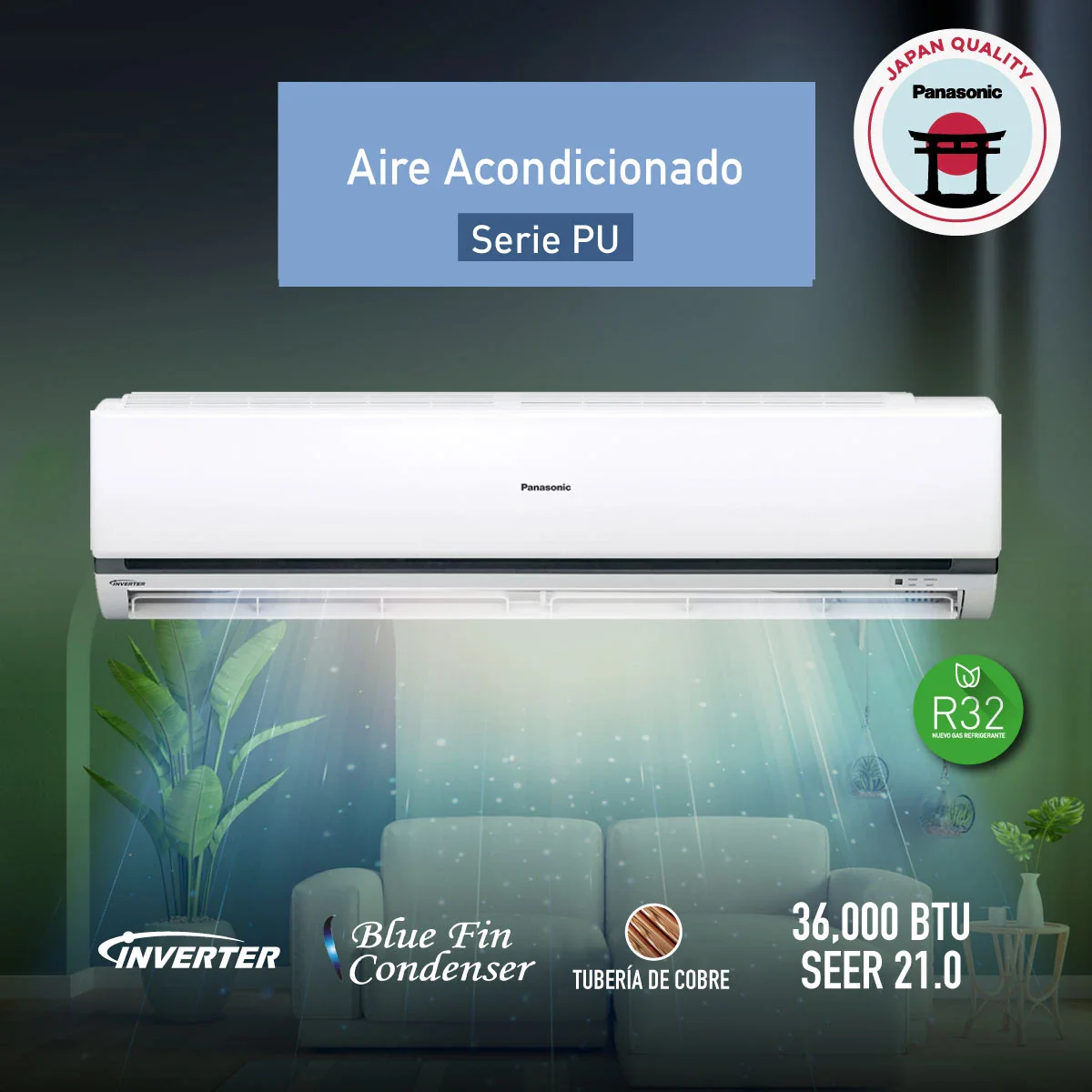 Aire Acondicionado Panasonic PU36AKV | Inverter | 36000 BTU | SEER 21 - Image 3