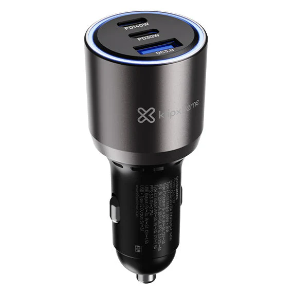 Cargador USB-C Klip Xtreme PowerCar 140 | Carro | 2xUSB-C + USB-A QC 3.0 | PD140W