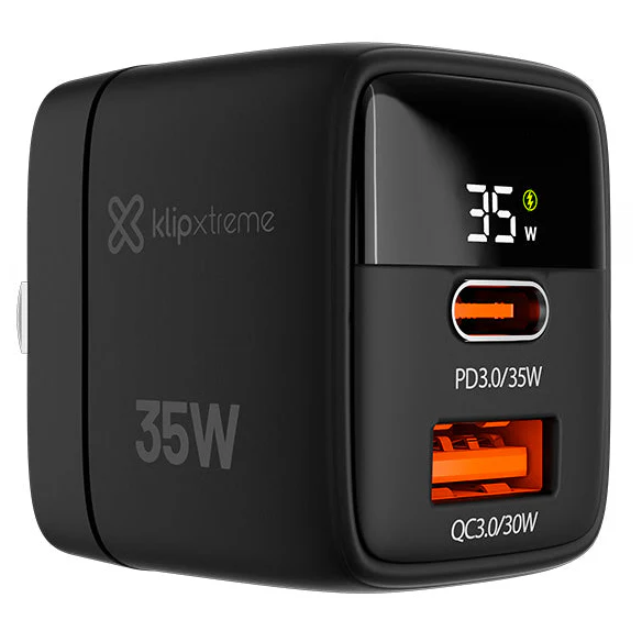 Cargador USB-C Klip Xtreme PowerWall 35 | Pared | USB-C PD3.0 + USB-A QC3.0 | 35W