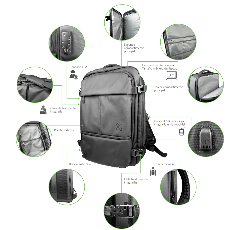Klip Xtreme Nomad | Para Laptops hasta 17" | Puerto de Carga USB - Image 2