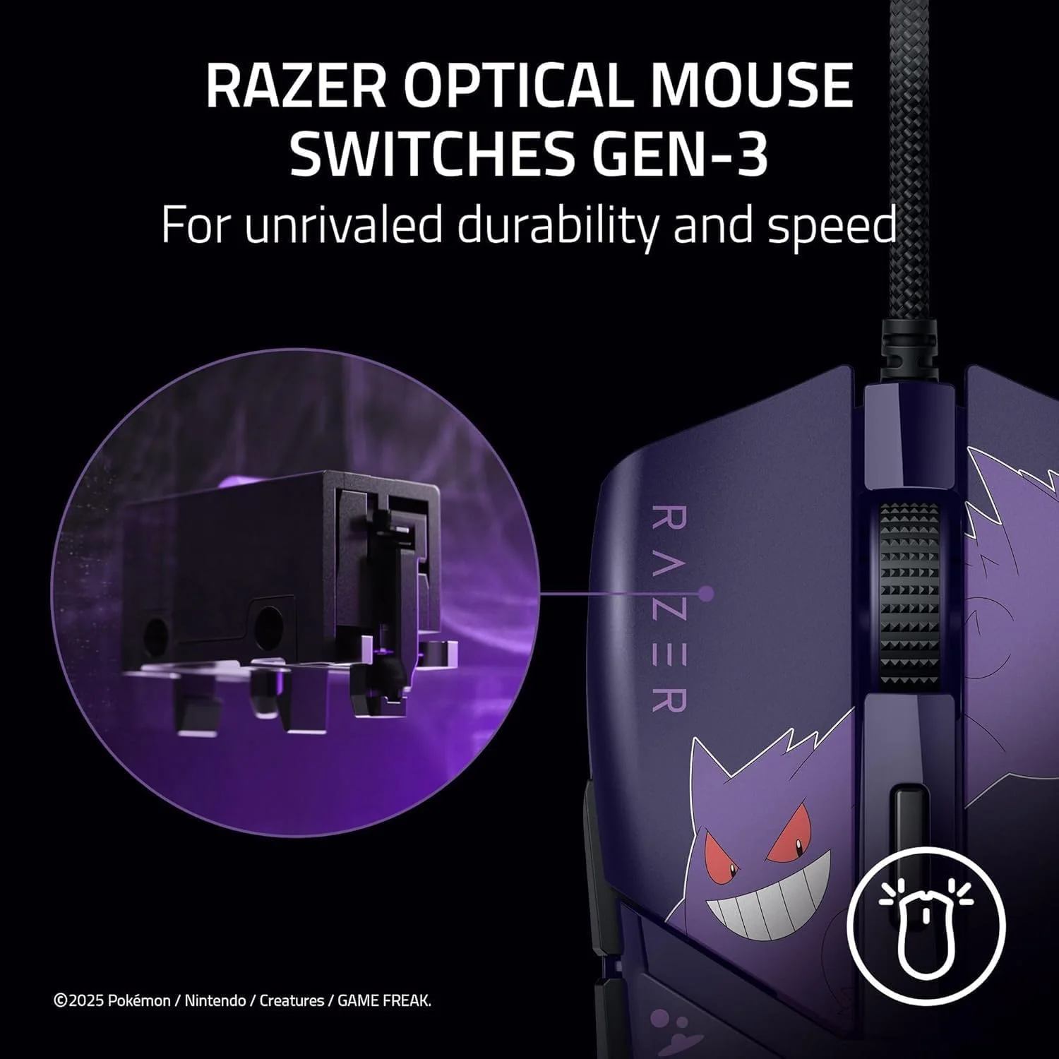 Mouse Razer Cobra Custom Pokemon Gengar Edition RZ01-04650700-R3M1 | Cableado - Image 6