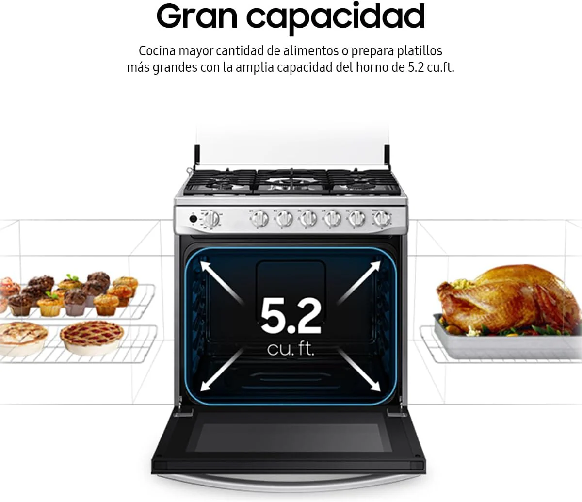 Estufa a Gas Samsung NX52D3000MV | 30" | 6 Quemadores - Image 8