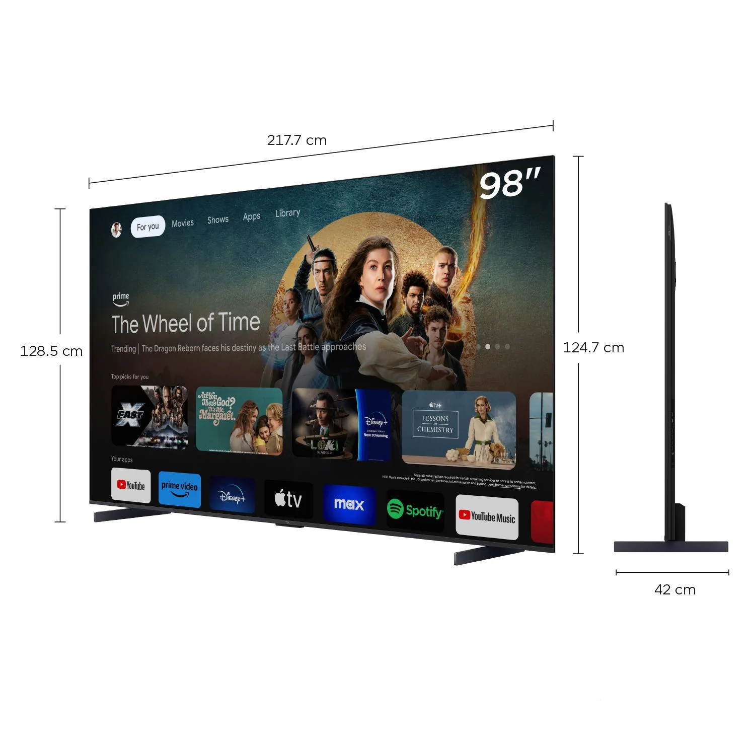 Televisor TCL 98P8K | 98" | 4K | Google TV | HDMI | USB | Wi-Fi | Bluetooth - Image 2