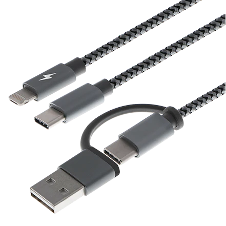 Cable USB XTECH 5 en 1 XTC-560 | USB-A | USB-C | Lightning | Micro USB | 1.2m